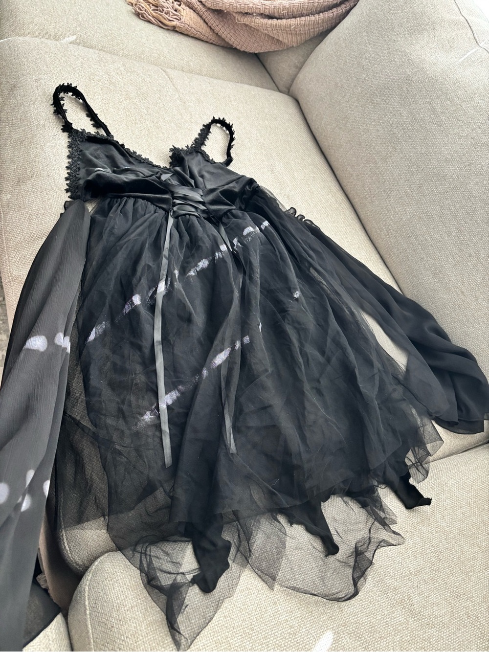 Black Tulle gothic Party Dress/ costume for women -Elegant Sleeveless Design NEW